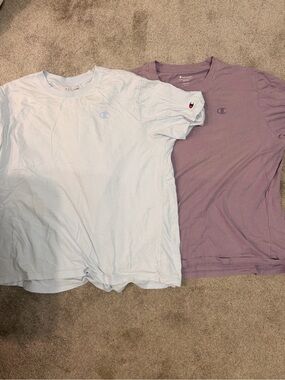 Champion Men’s Short Sleeve Crewneck Tee in White and Mauve